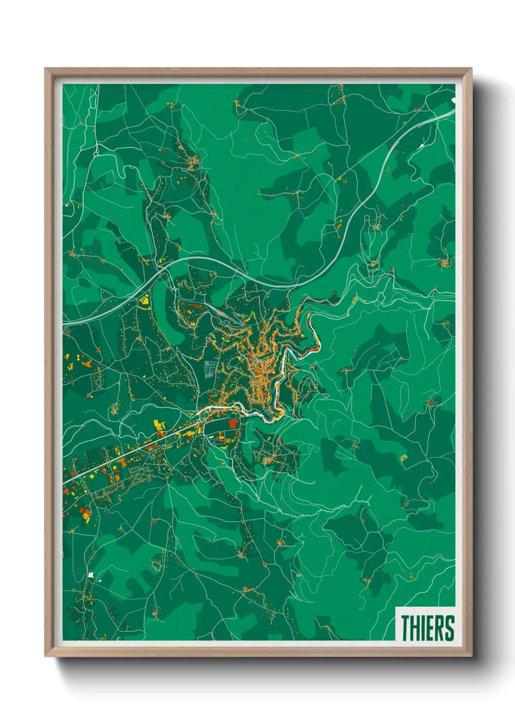 Une affiche de carte sur Thiers