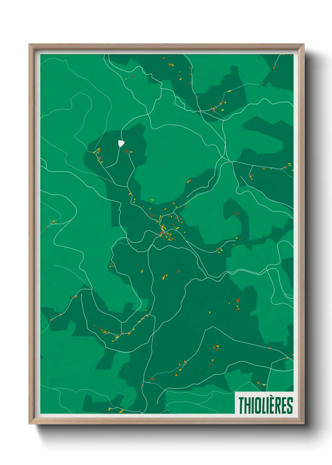 Une affiche de carte sur Thiolières