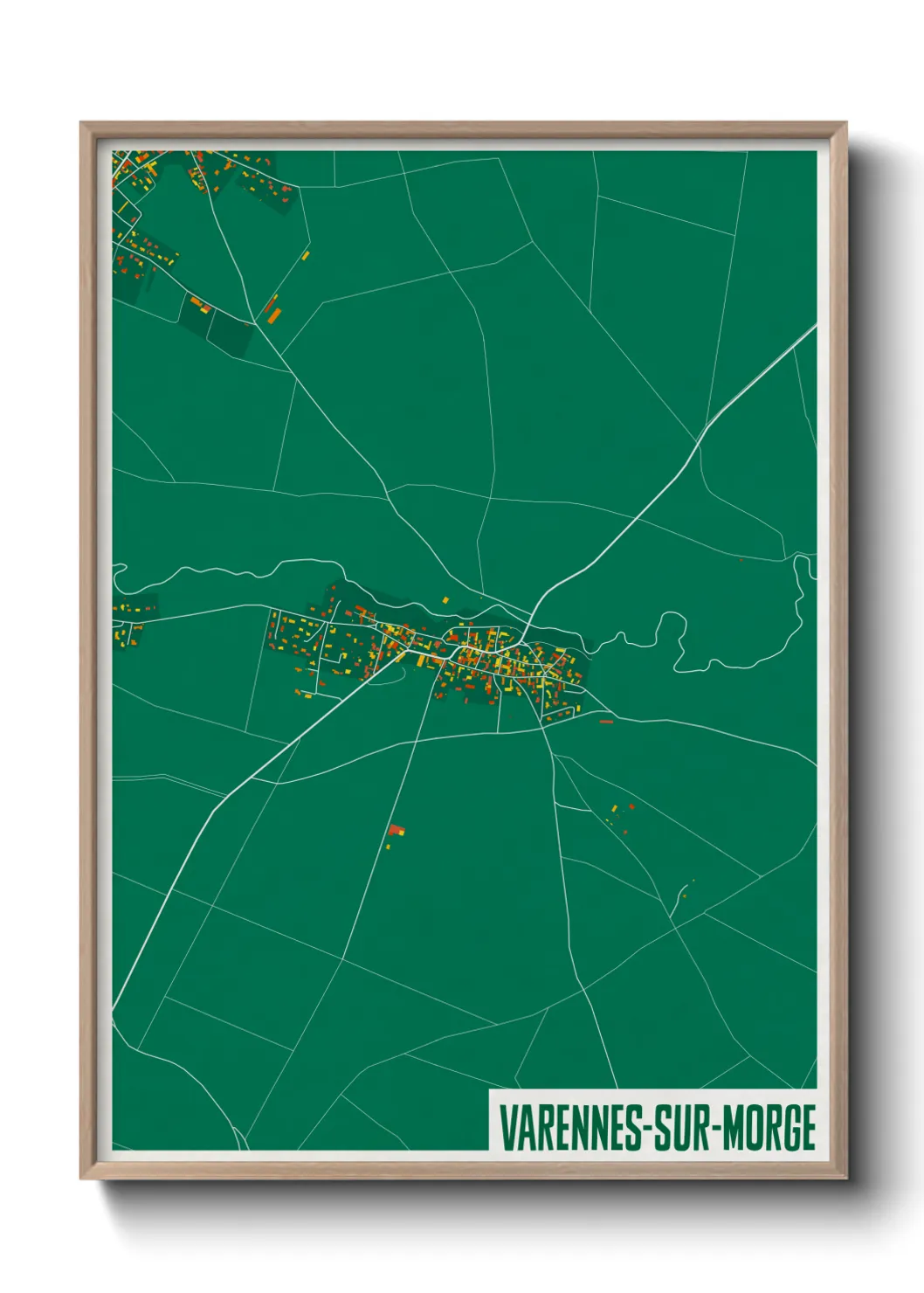Une affiche de carte sur Varennes-sur-Morge