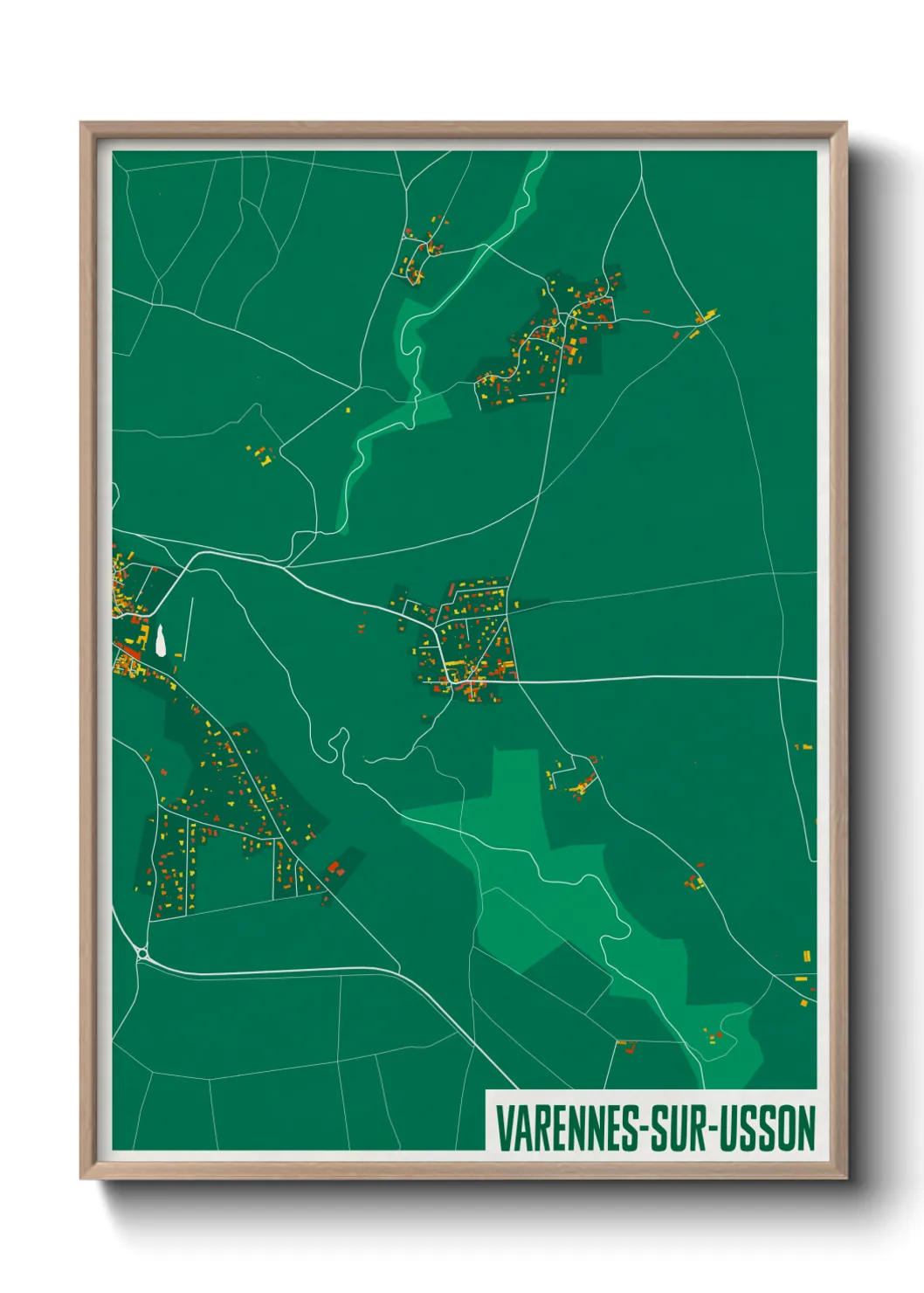 Une affiche de carte sur Varennes-sur-Usson