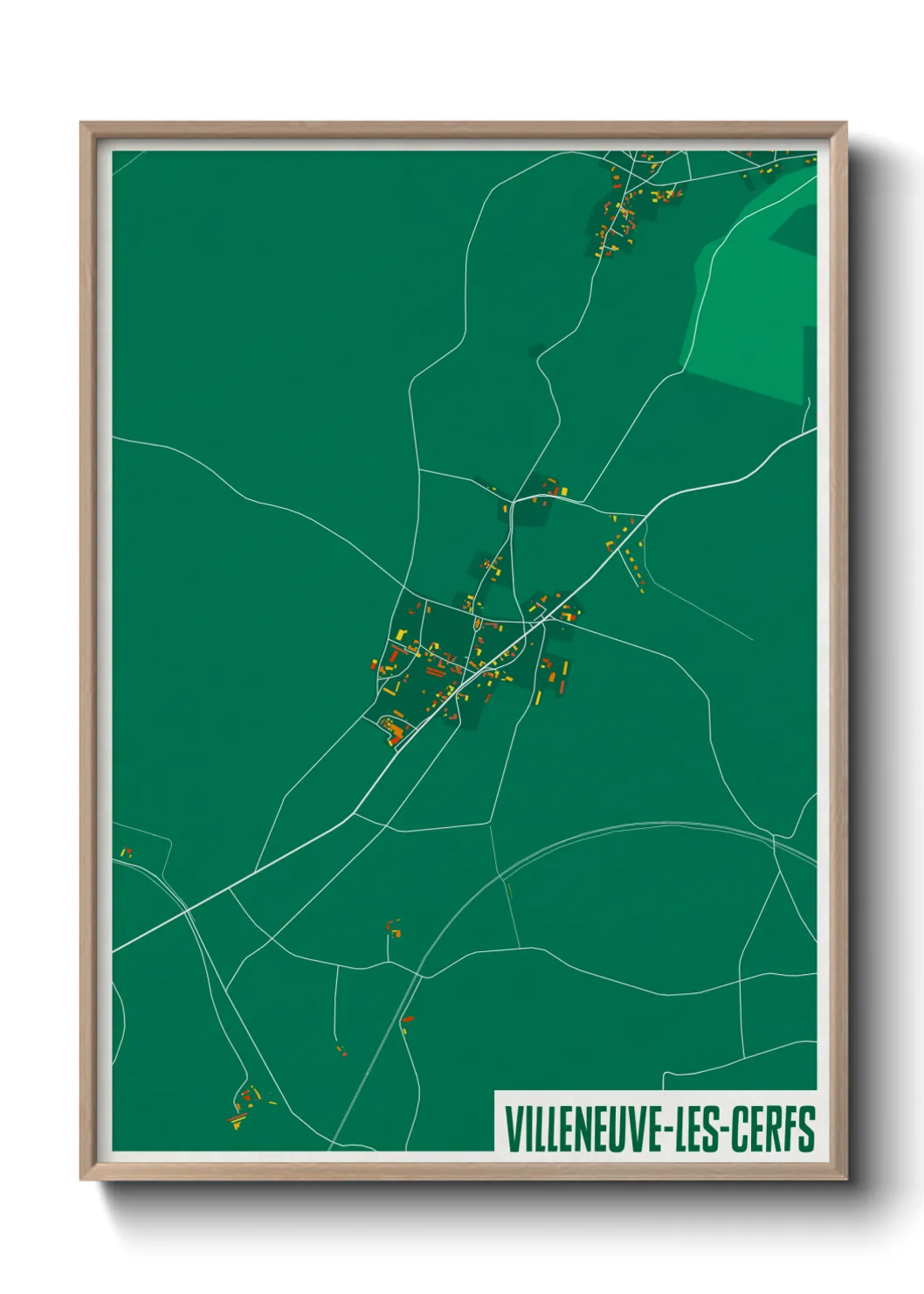 Une affiche de carte sur Villeneuve-les-Cerfs