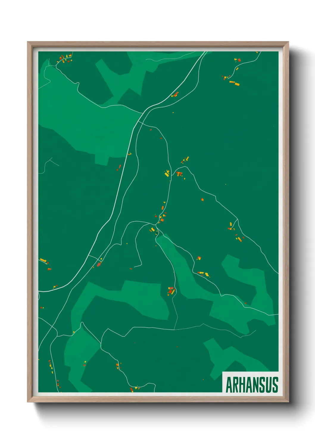 Une affiche de carte sur Arhansus