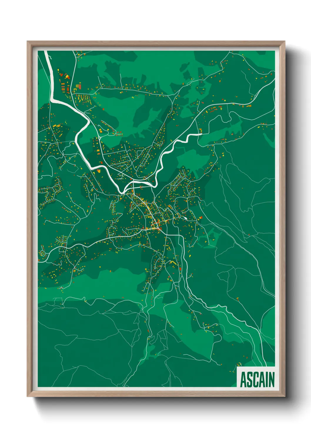 Une affiche de carte sur Ascain
