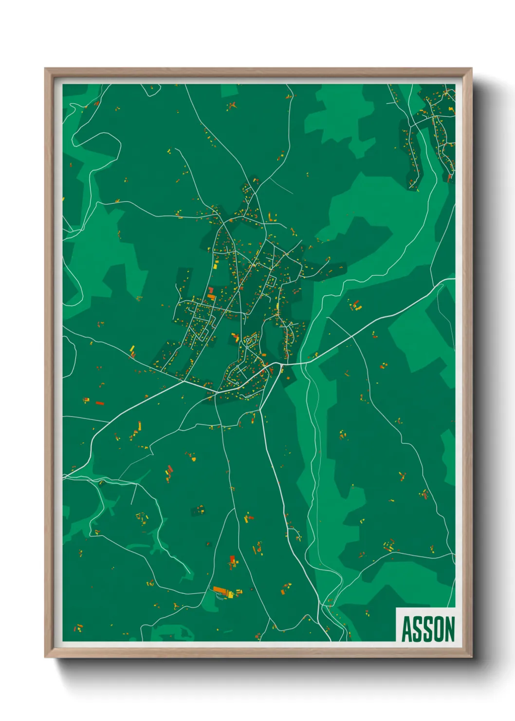 Une affiche de carte sur Asson