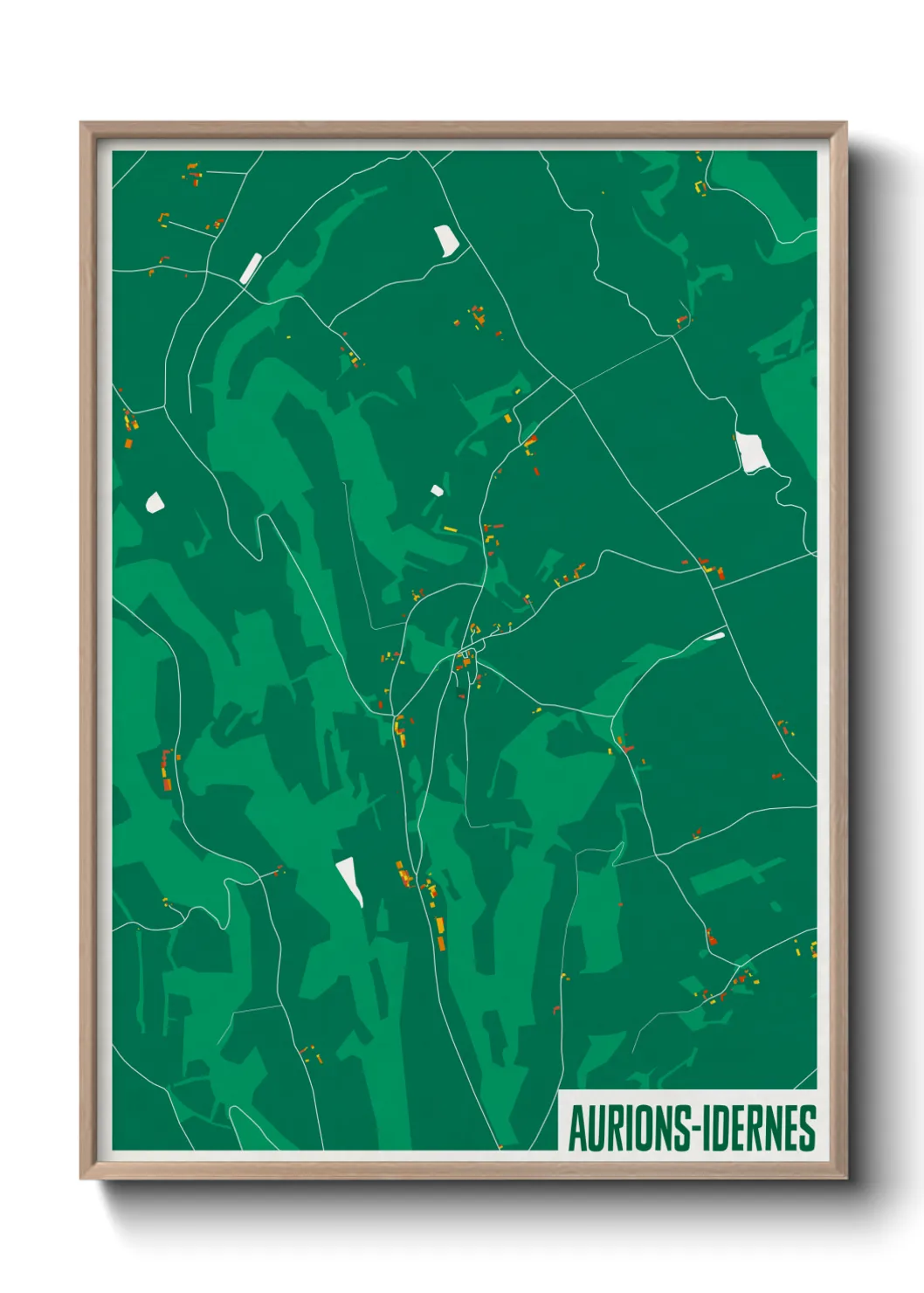 Une affiche de carte sur Aurions-Idernes