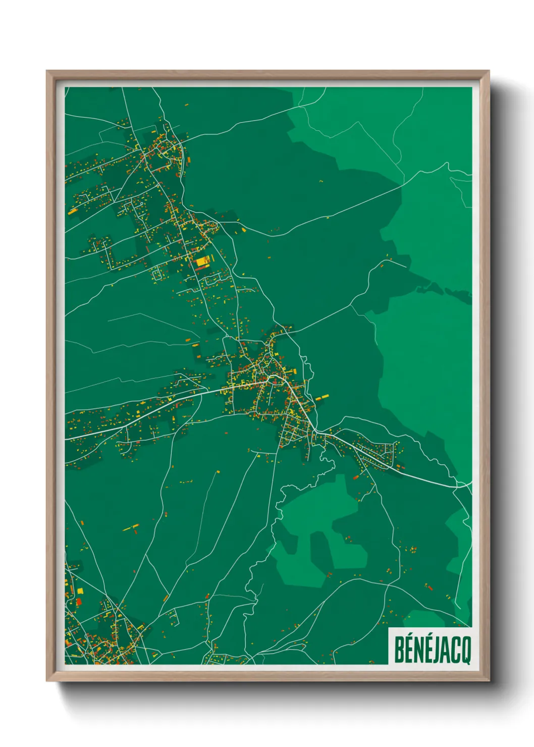 Une affiche de carte sur Bénéjacq
