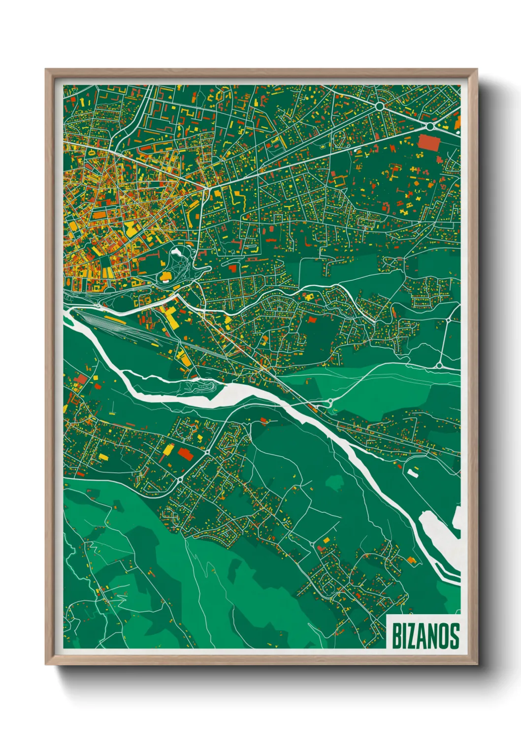 Une affiche de carte sur Bizanos