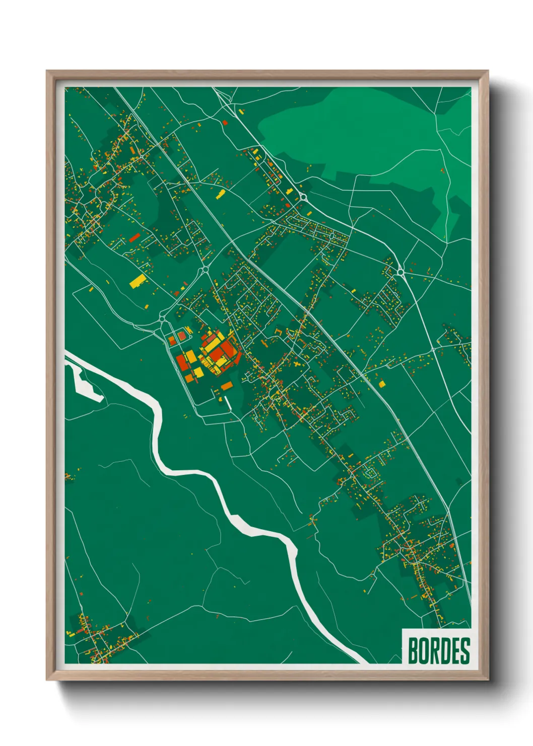 Une affiche de carte sur Bordes