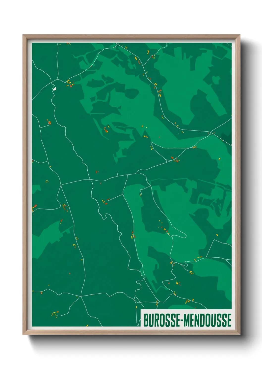 Une affiche de carte sur Burosse-Mendousse