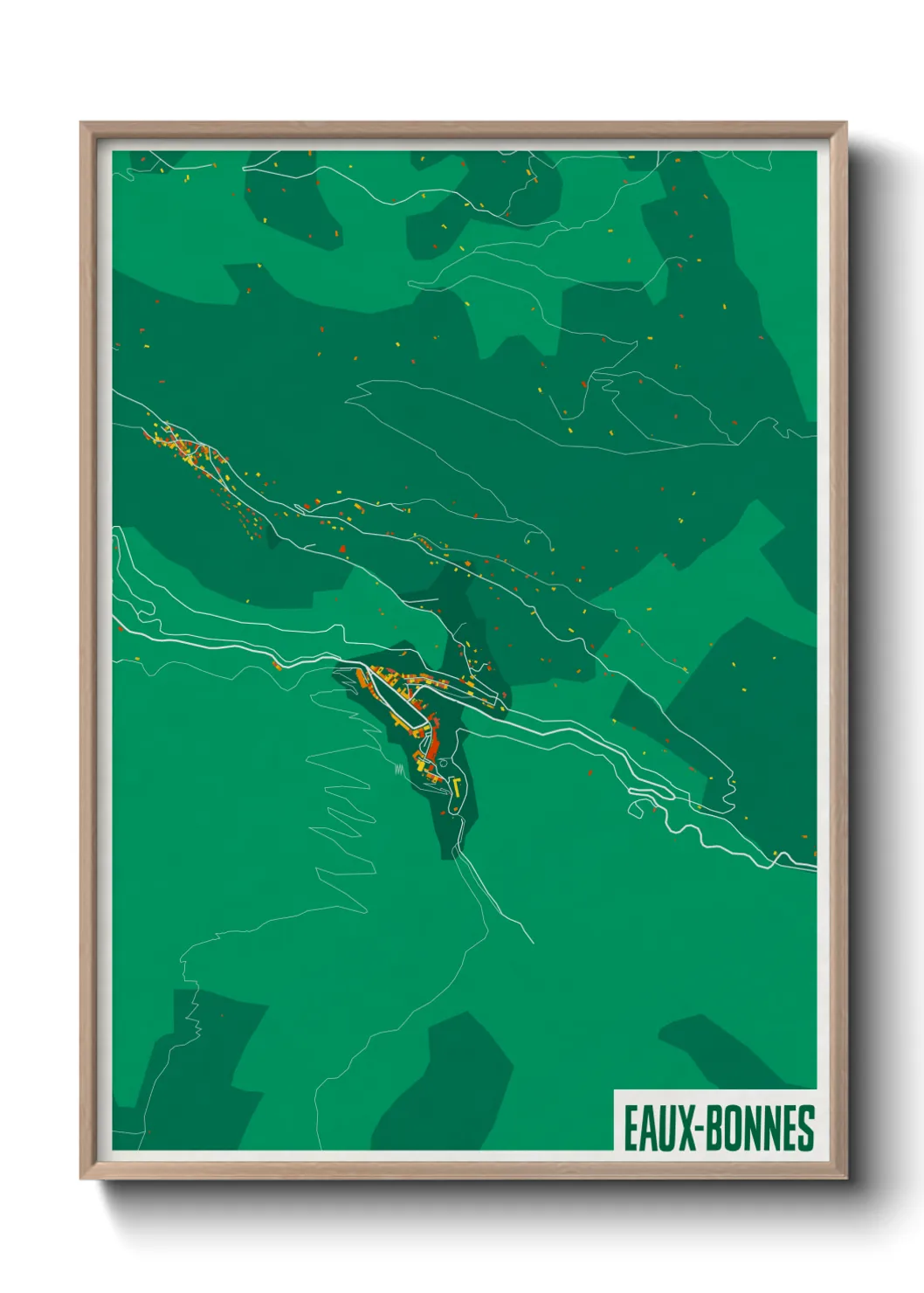 Une affiche de carte sur Eaux-Bonnes