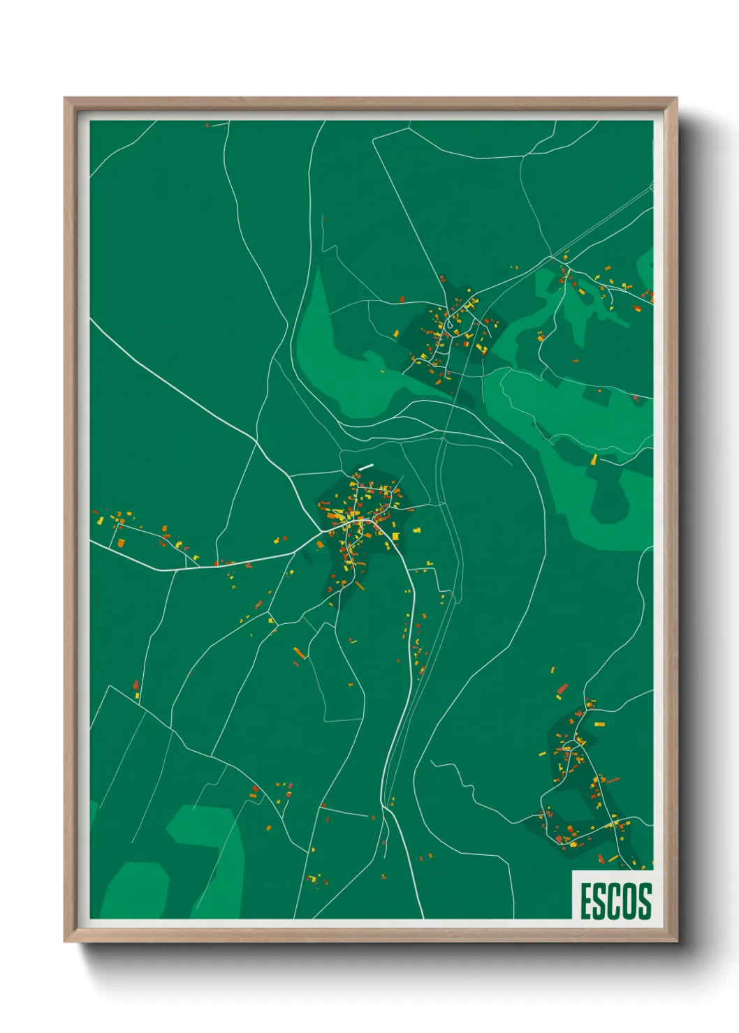 Une affiche de carte sur Escos