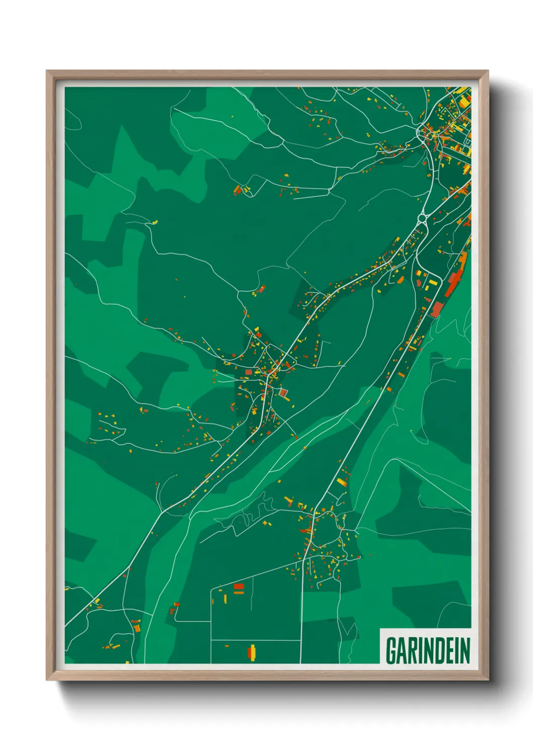Une affiche de carte sur Garindein