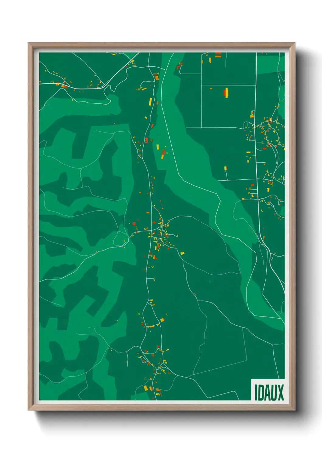 Une affiche de carte sur Idaux