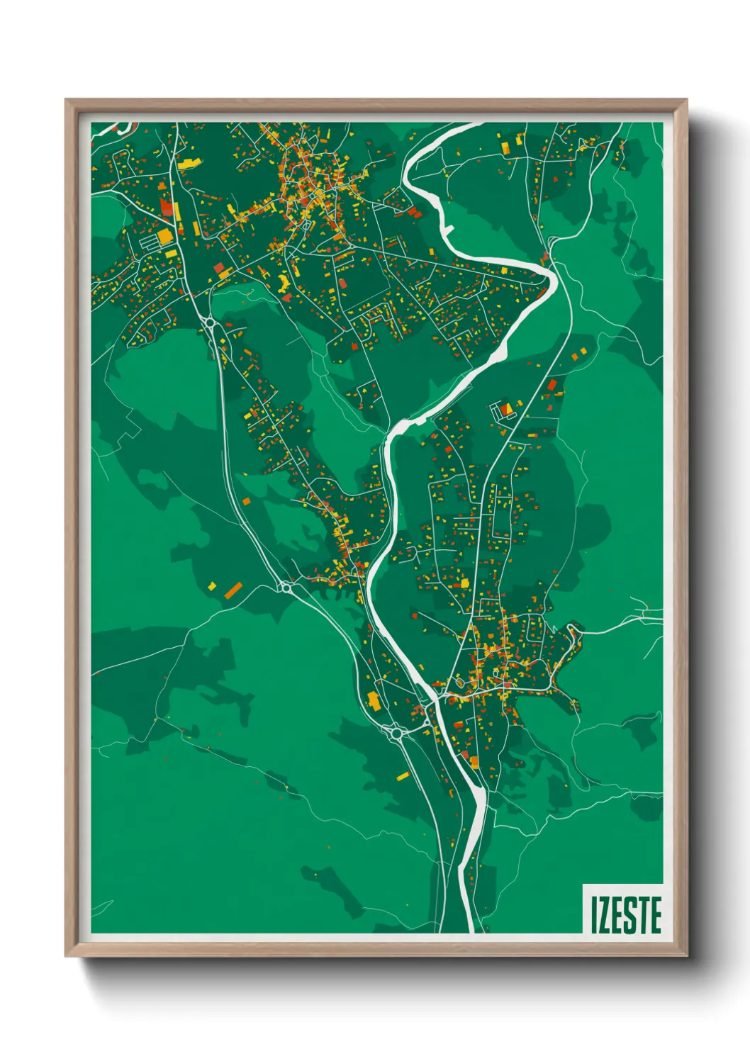 Une affiche de carte sur Izeste