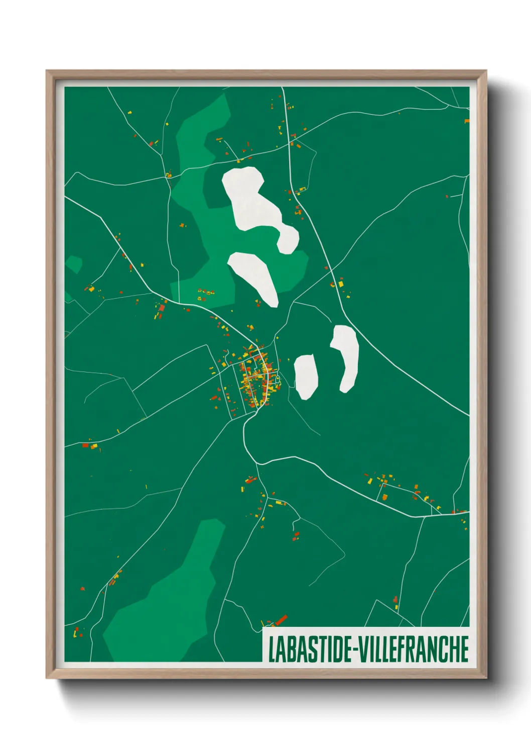 Une affiche de carte sur Labastide-Villefranche