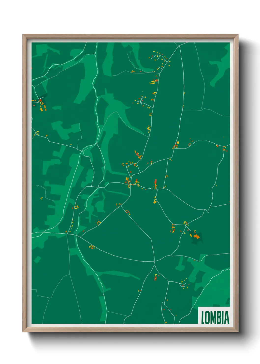 Une affiche de carte sur Lombia