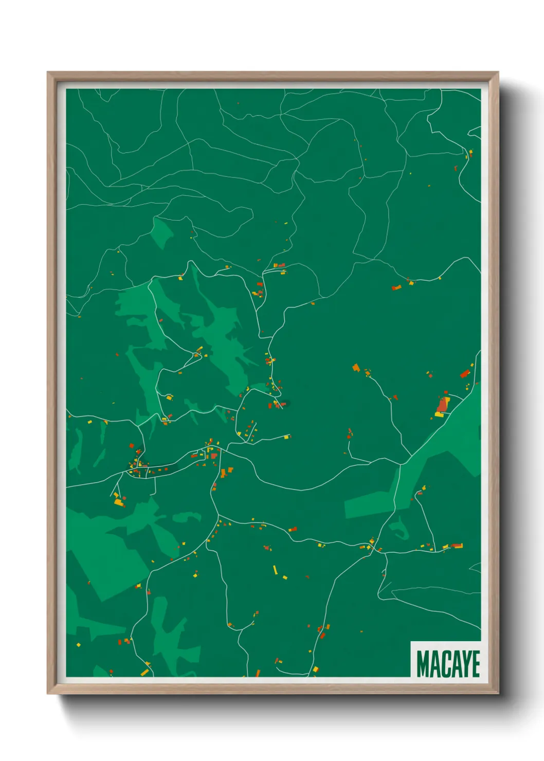 Une affiche de carte sur Macaye