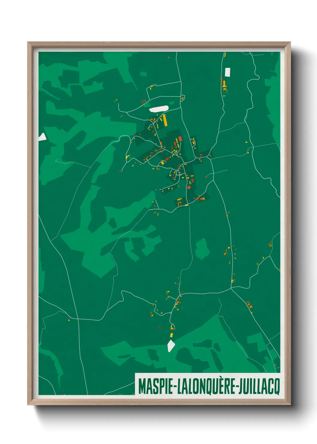 Une affiche de carte sur Maspie-Lalonquère-Juillacq