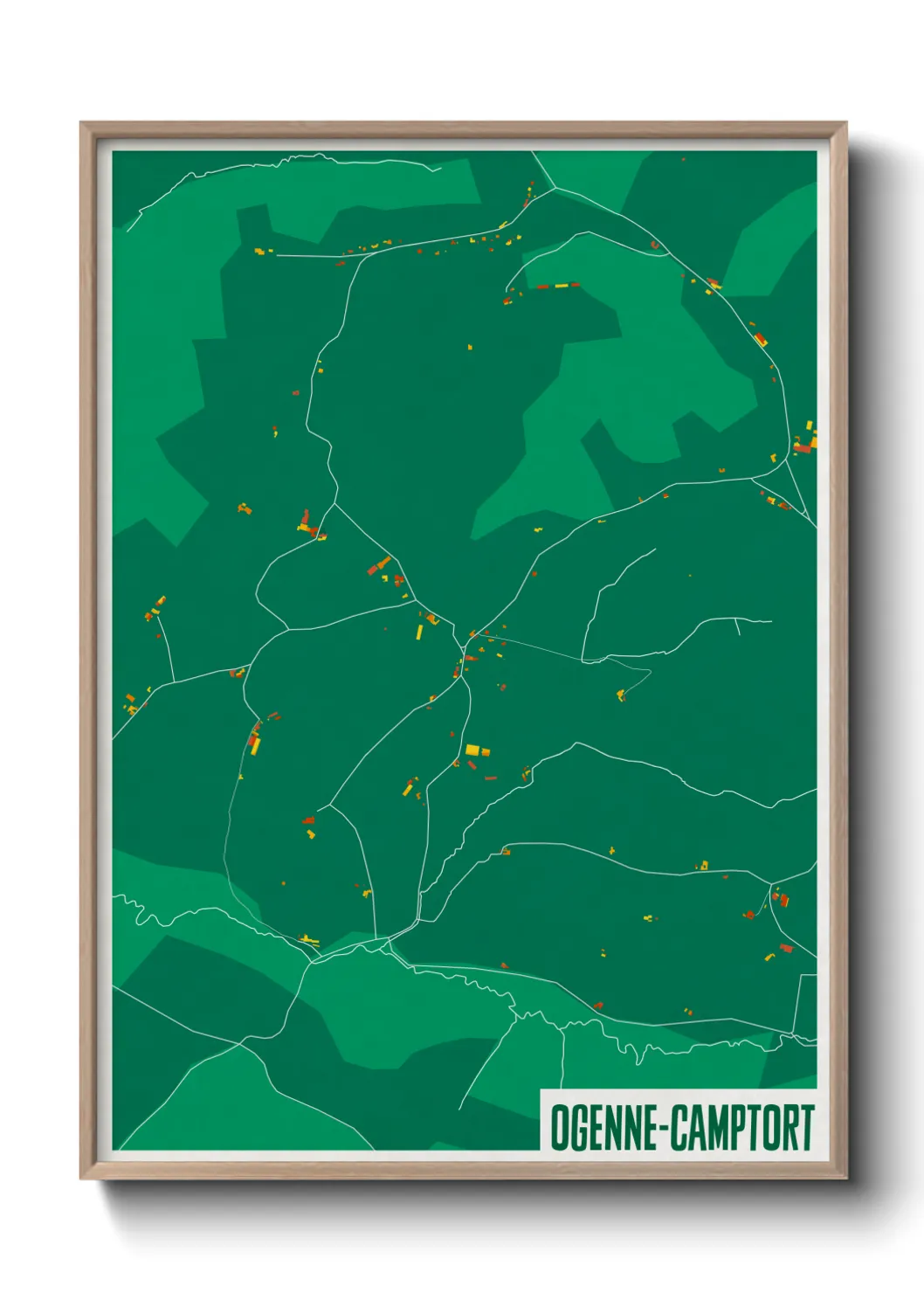Une affiche de carte sur Ogenne-Camptort