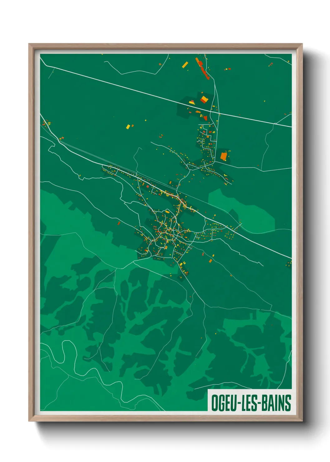 Une affiche de carte sur Ogeu-les-Bains