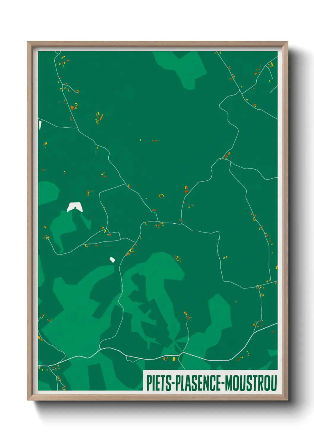 Une affiche de carte sur Piets-Plasence-Moustrou