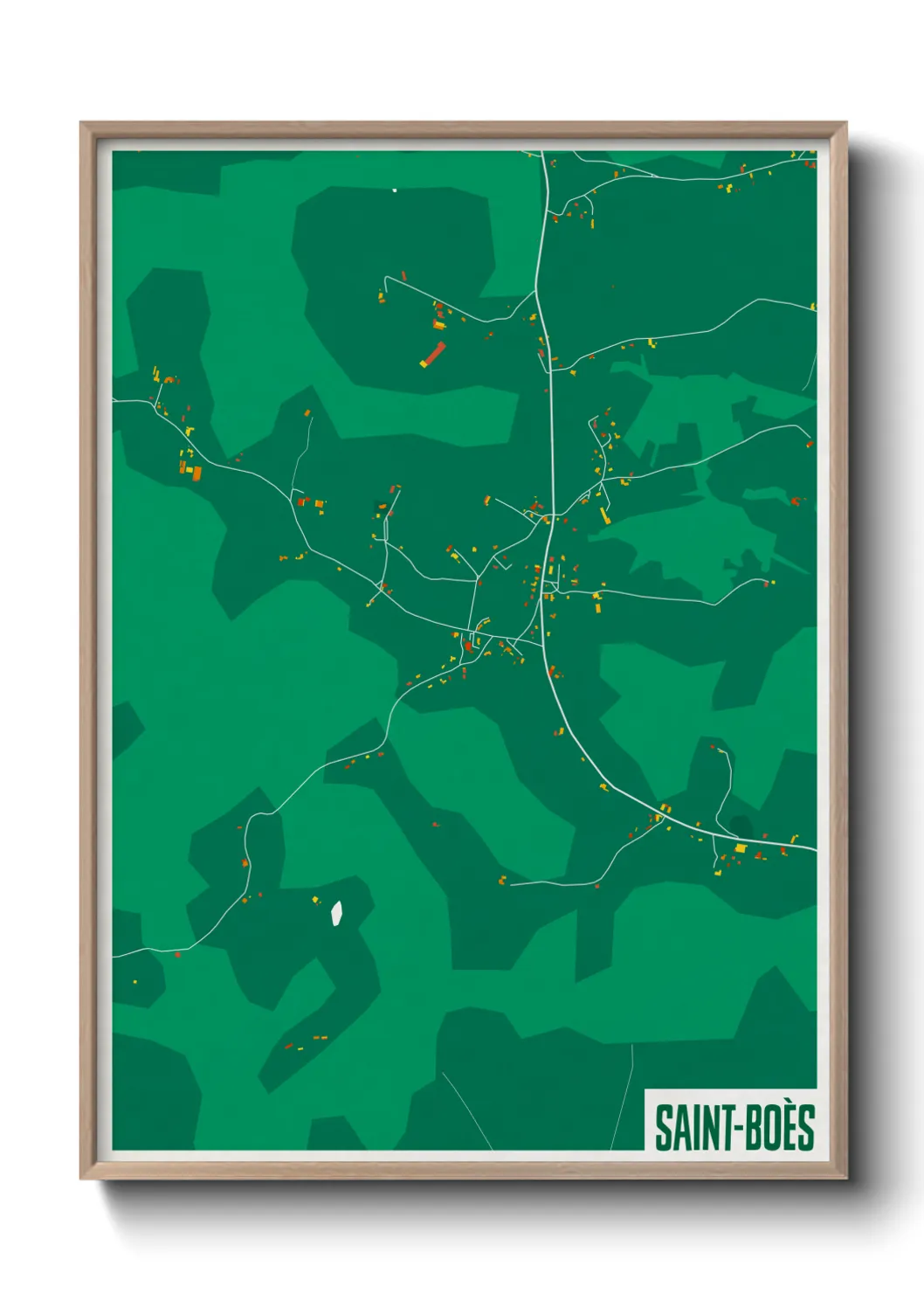 Une affiche de carte sur Saint-Boès