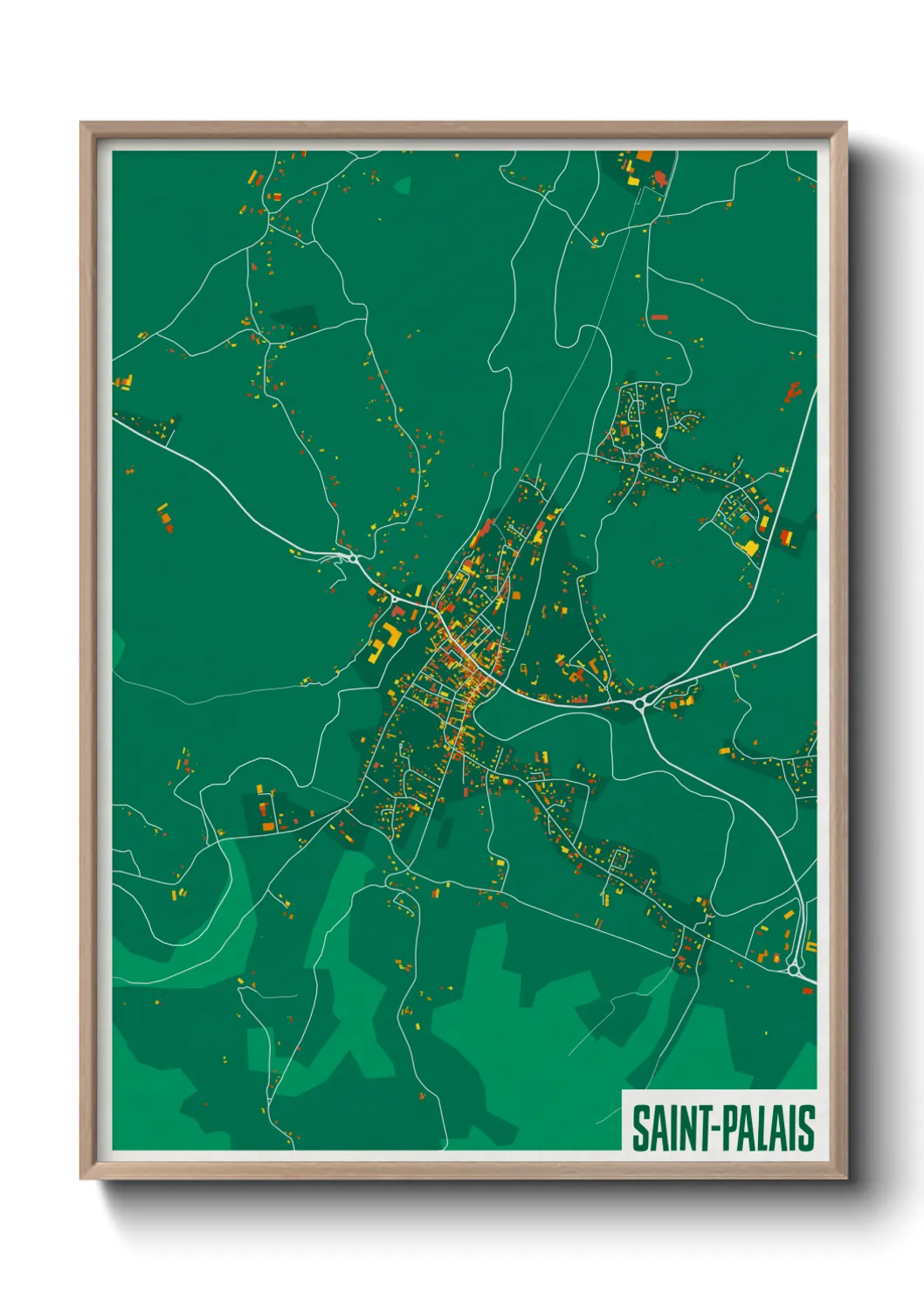 Une affiche de carte sur Saint-Palais
