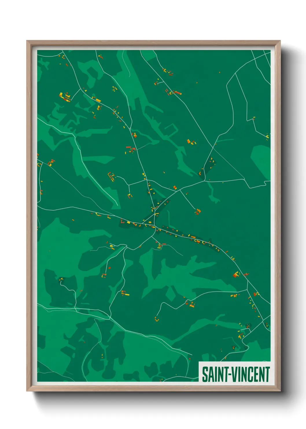 Une affiche de carte sur Saint-Vincent