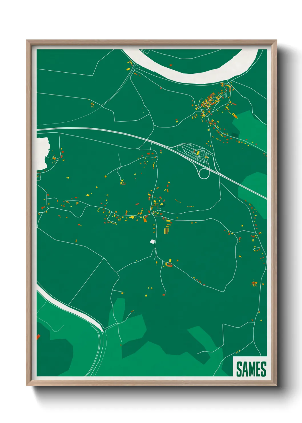 Une affiche de carte sur Sames