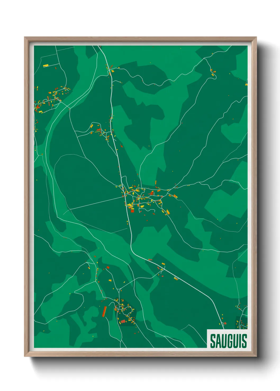 Une affiche de carte sur Sauguis