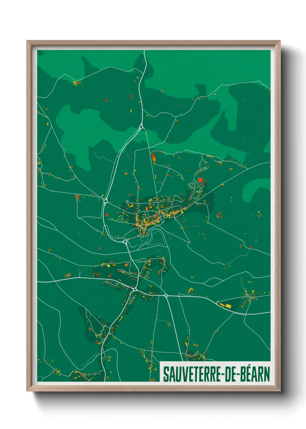 Une affiche de carte sur Sauveterre-de-Béarn