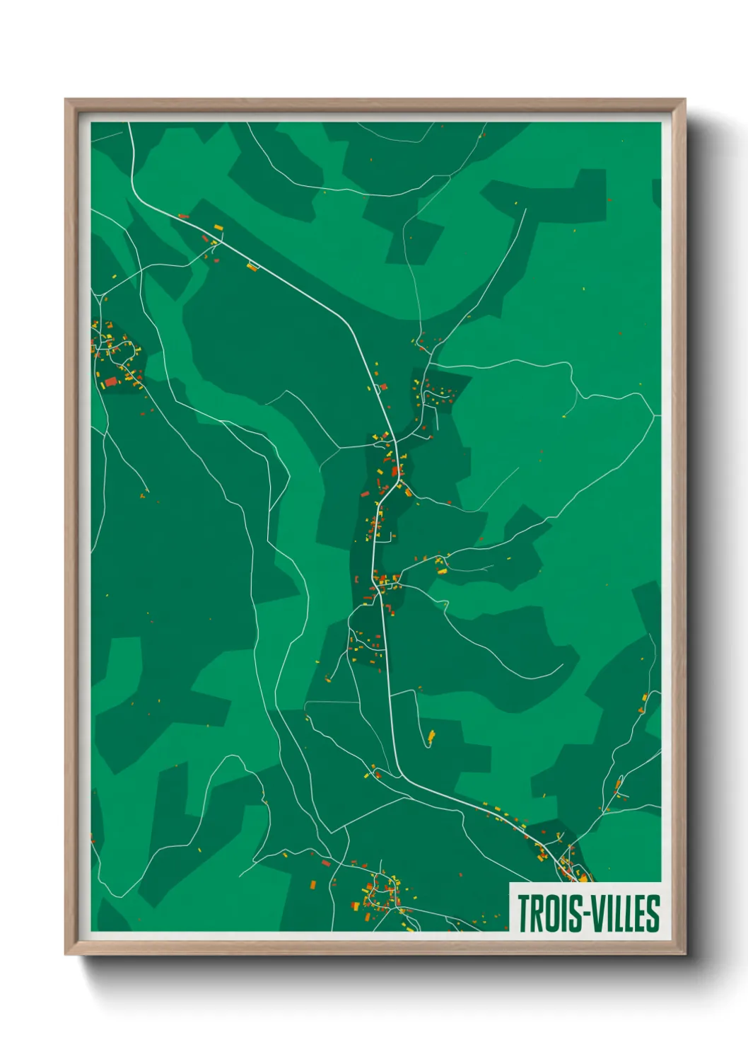 Une affiche de carte sur Trois-Villes