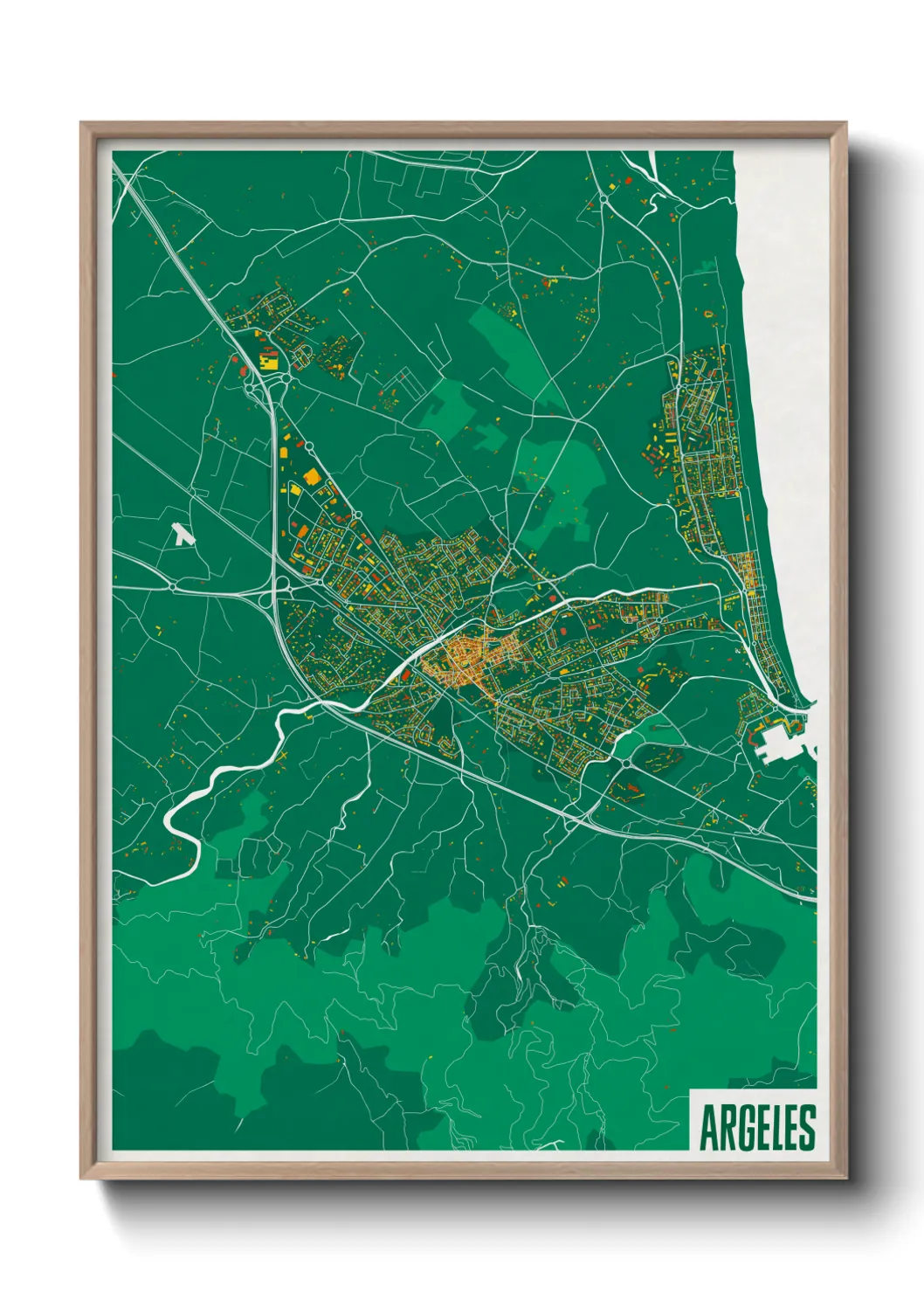 Une affiche de carte sur Argeles