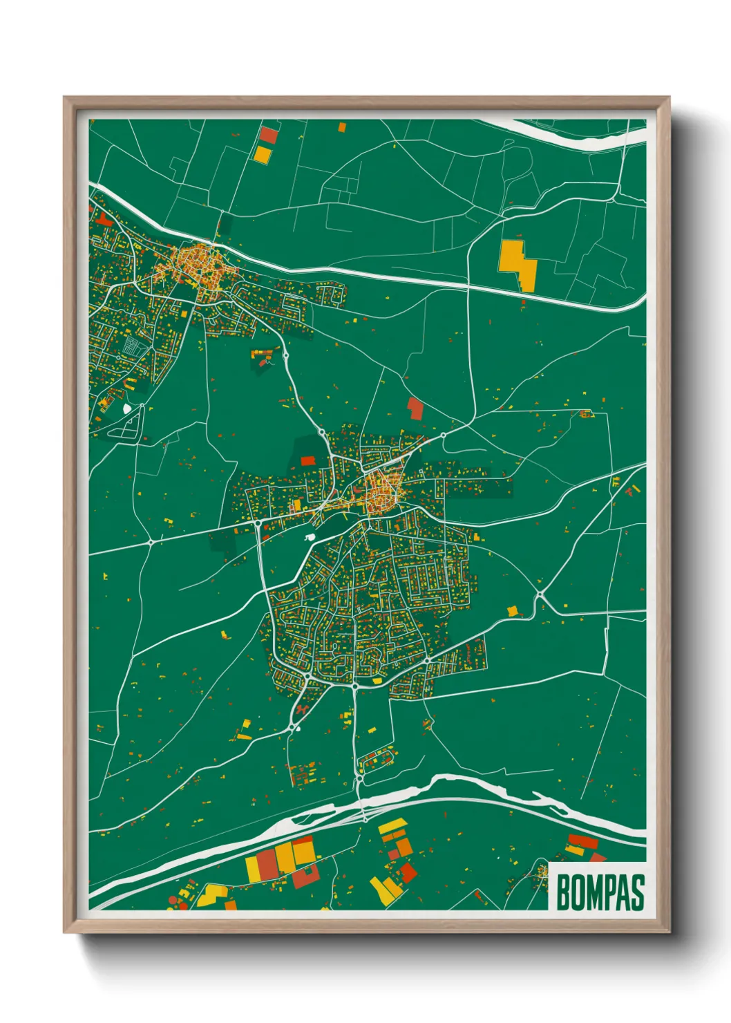Une affiche de carte sur Bompas