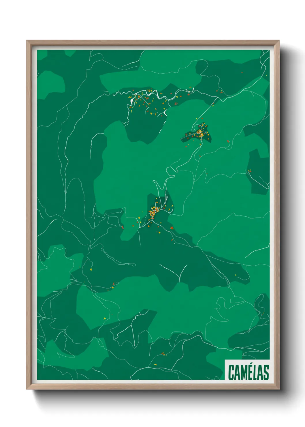 Une affiche de carte sur Camélas