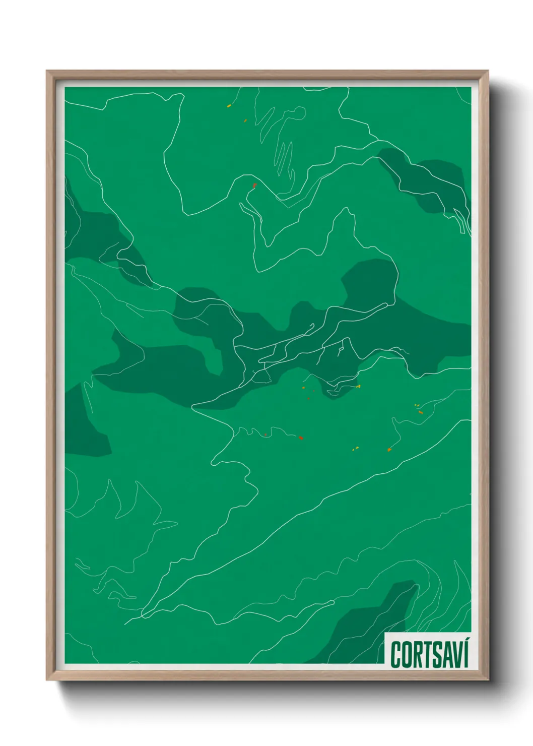 Une affiche de carte sur Cortsaví