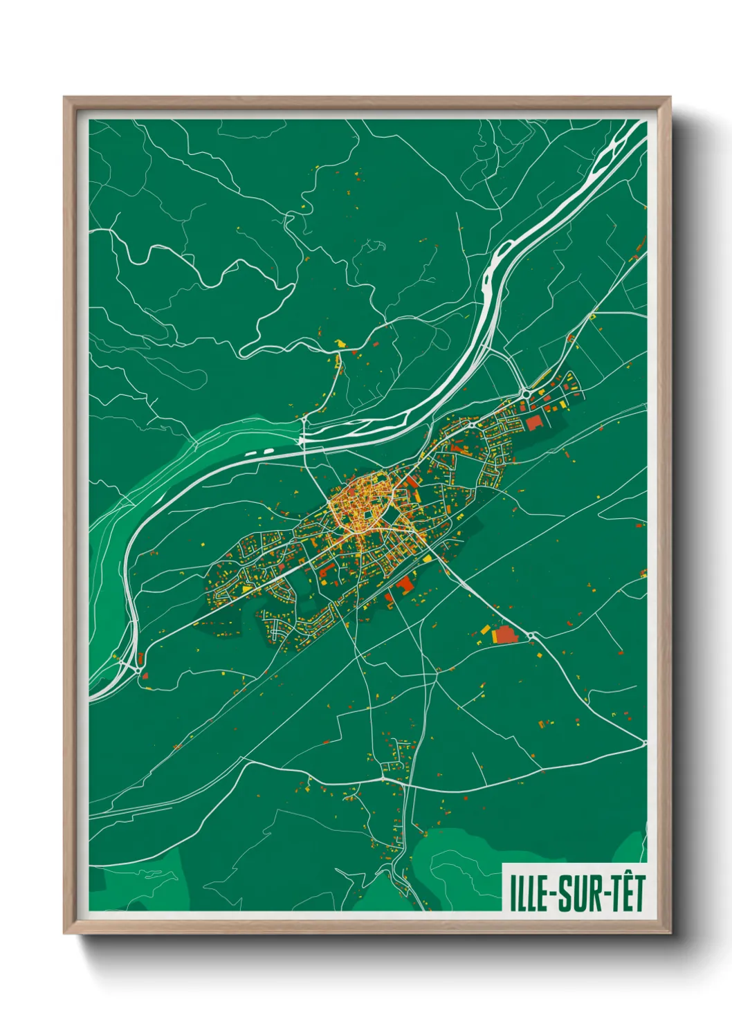 Une affiche de carte sur Ille-sur-Têt