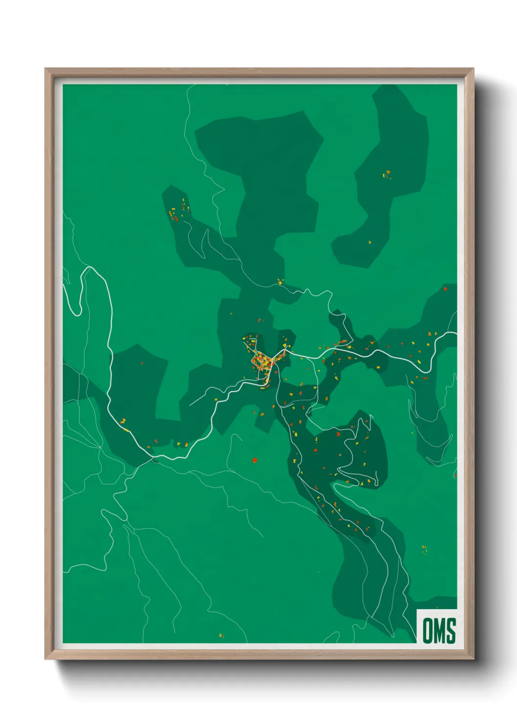 Une affiche de carte sur Oms