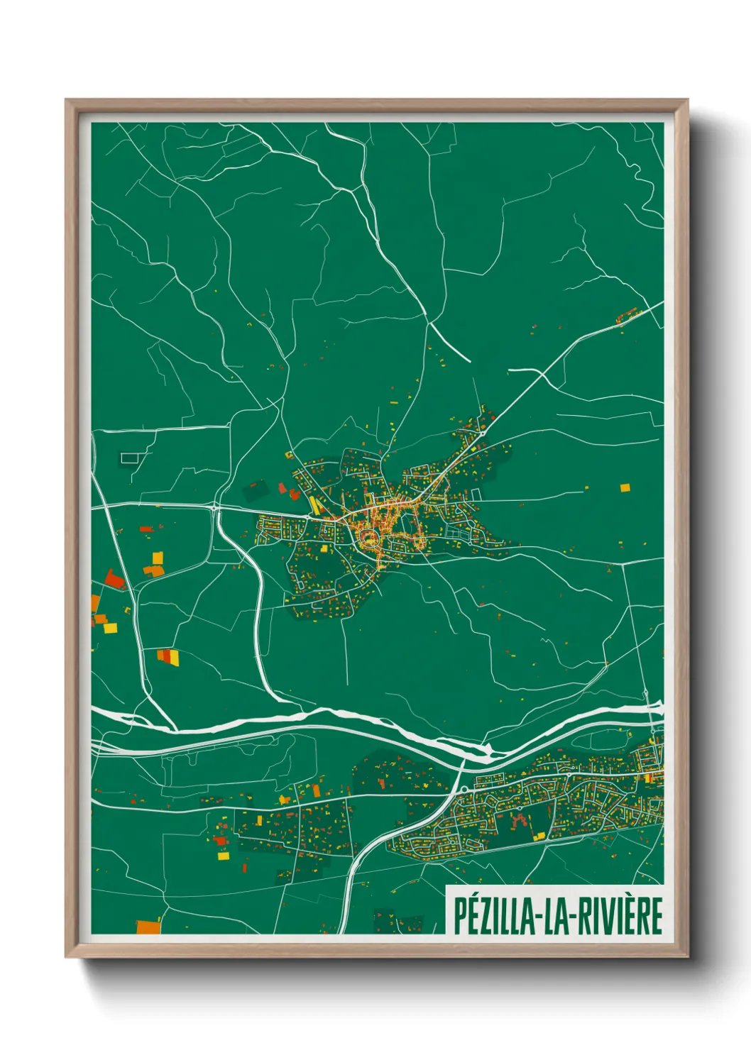 Une affiche de carte sur Pézilla-la-Rivière