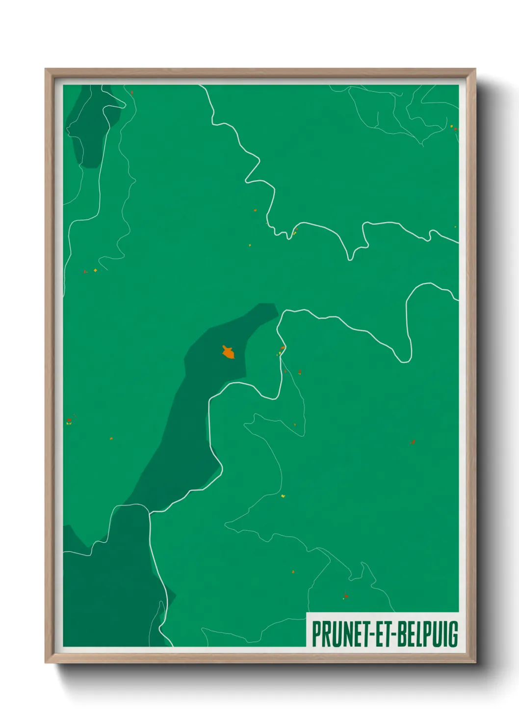 Une affiche de carte sur Prunet-et-Belpuig