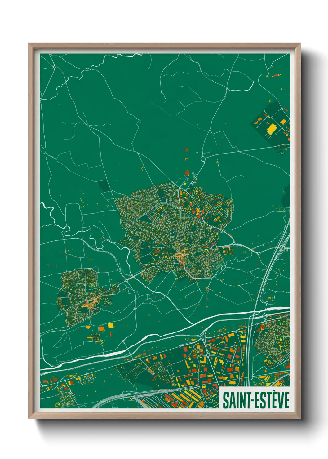 Une affiche de carte sur Saint-Estève