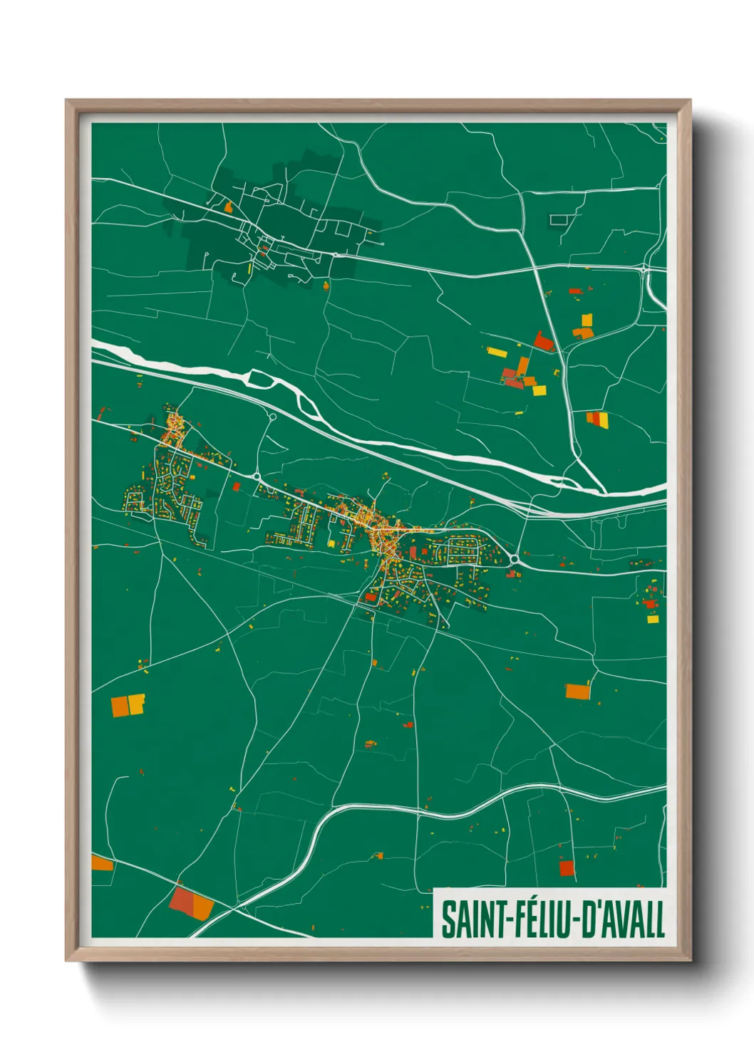 Une affiche de carte sur Saint-Féliu-d'Avall