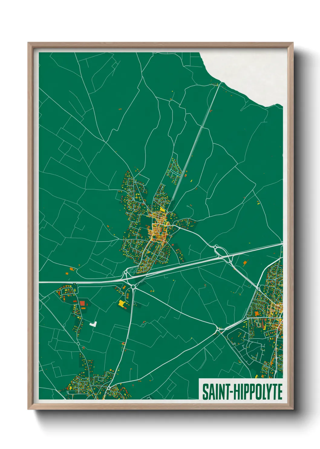 Une affiche de carte sur Saint-Hippolyte