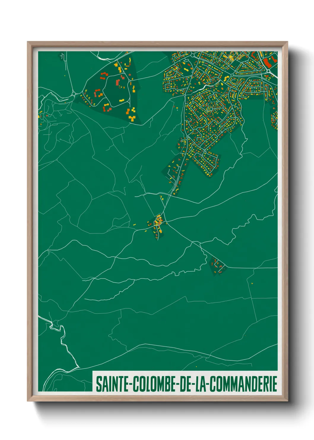 Une affiche de carte sur Sainte-Colombe-de-la-Commanderie