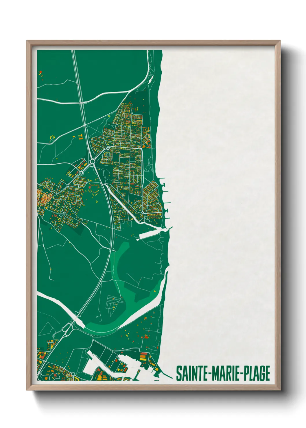 Une affiche de carte sur Sainte-Marie-Plage