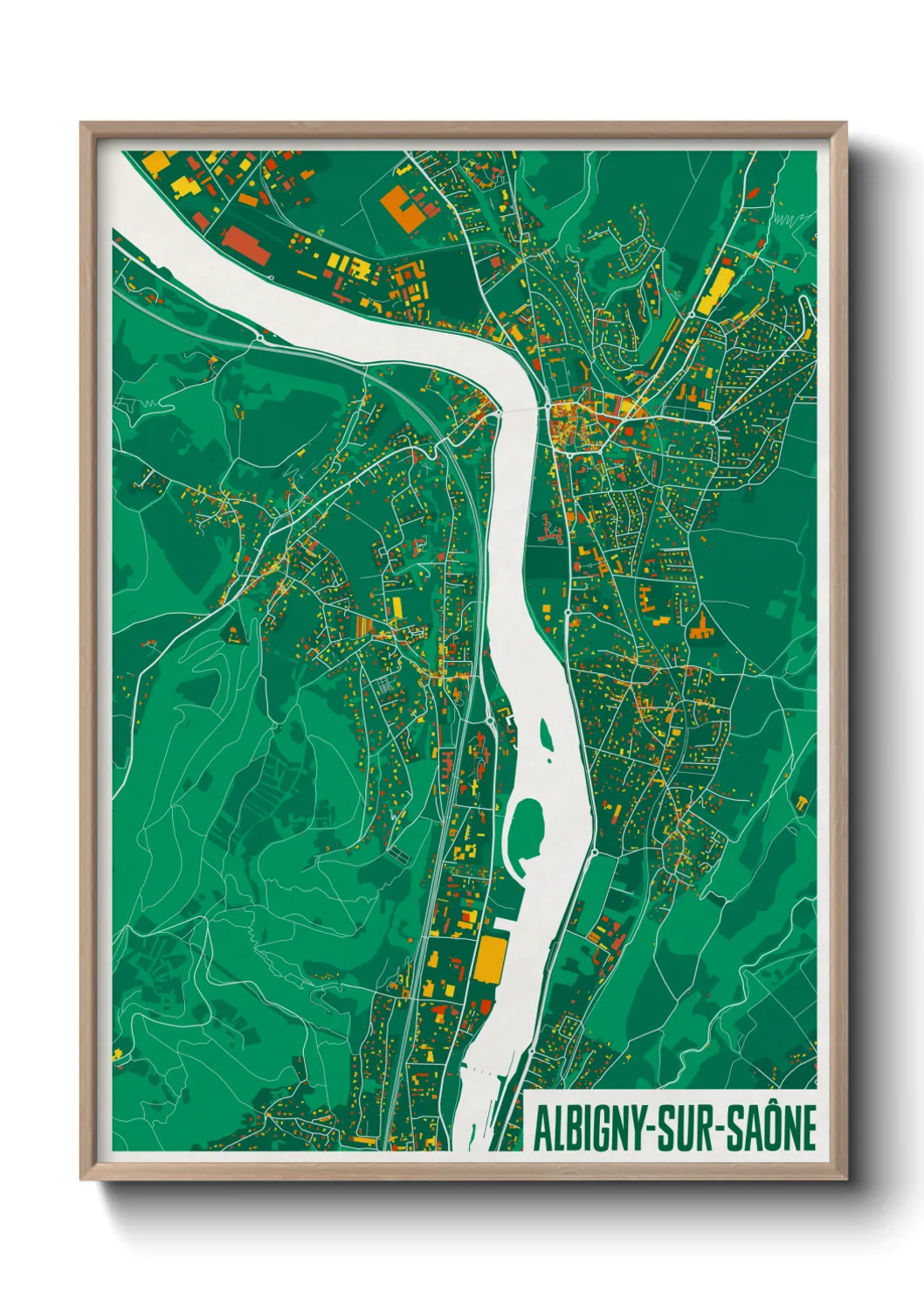 Une affiche de carte sur Albigny-sur-Saône