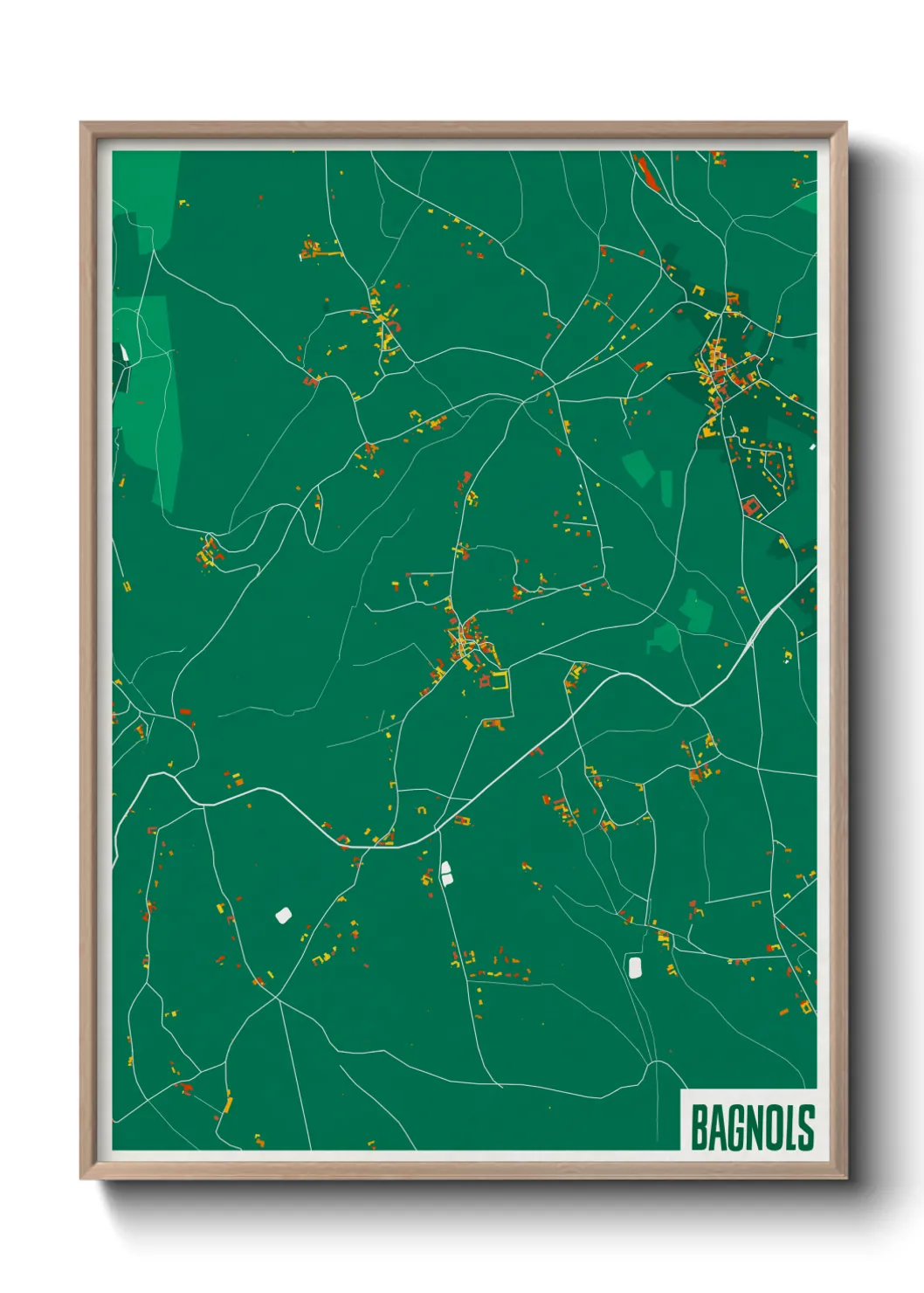 Une affiche de carte sur Bagnols