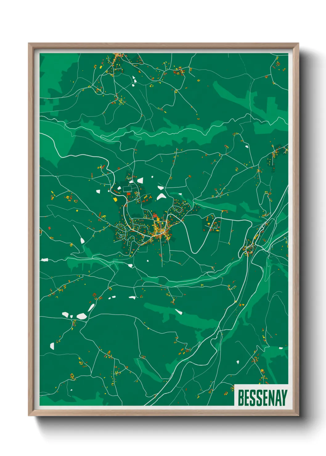 Une affiche de carte sur Bessenay