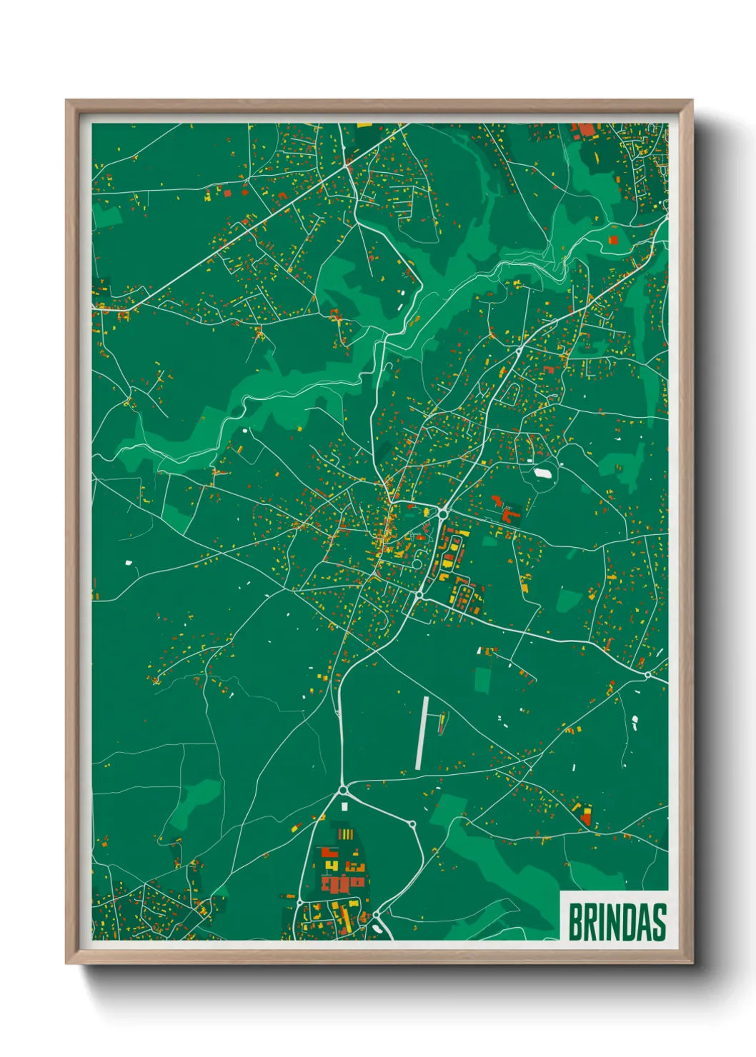 Une affiche de carte sur Brindas