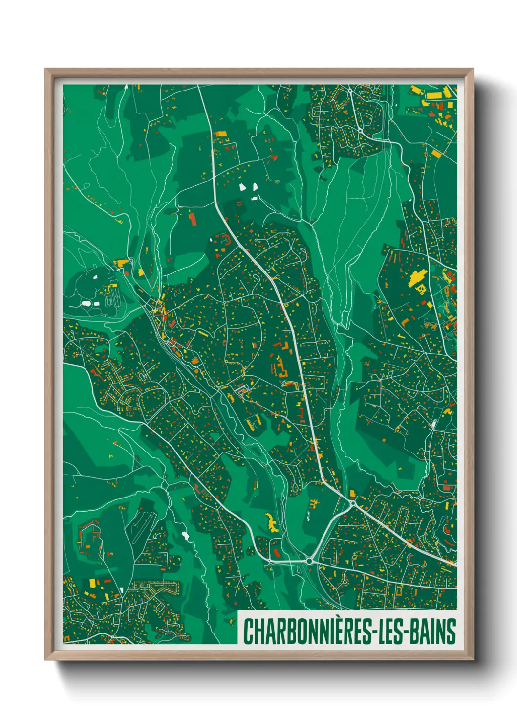 Une affiche de carte sur Charbonnières-les-Bains